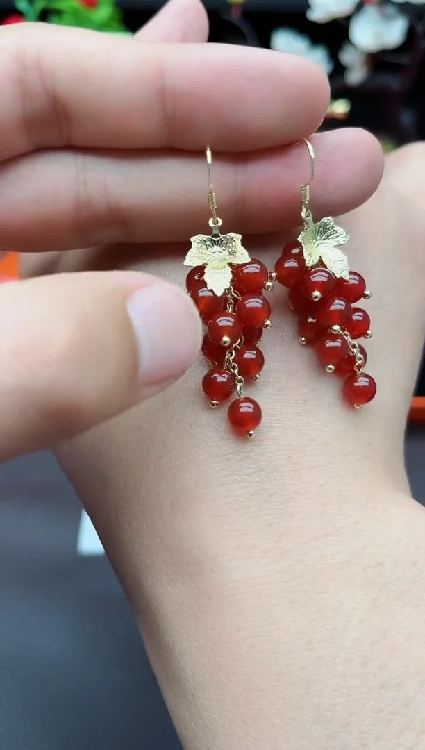 玛瑙/玉髓耳饰银S925镶嵌207000