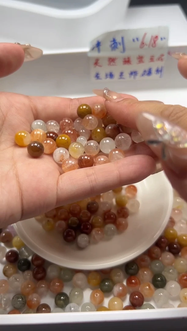 未镶嵌颈饰水晶w1573彩兔毛8mm*25颗