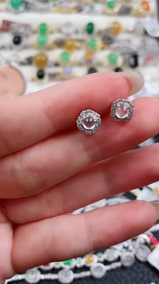 银S925镶嵌翡翠耳饰109