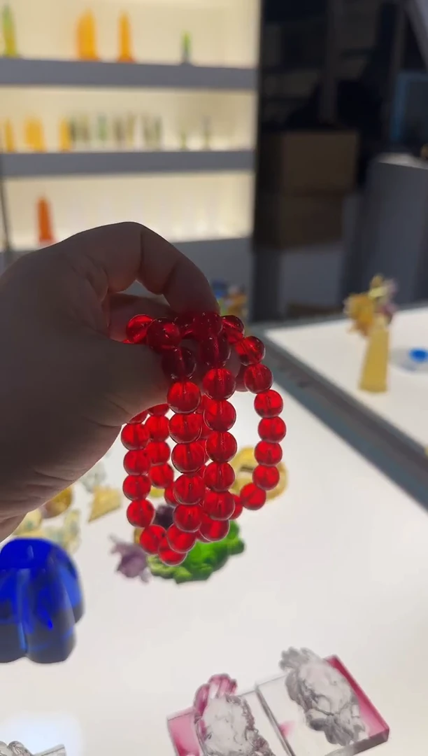 手工艺品琉璃东*升108颗红色珠子