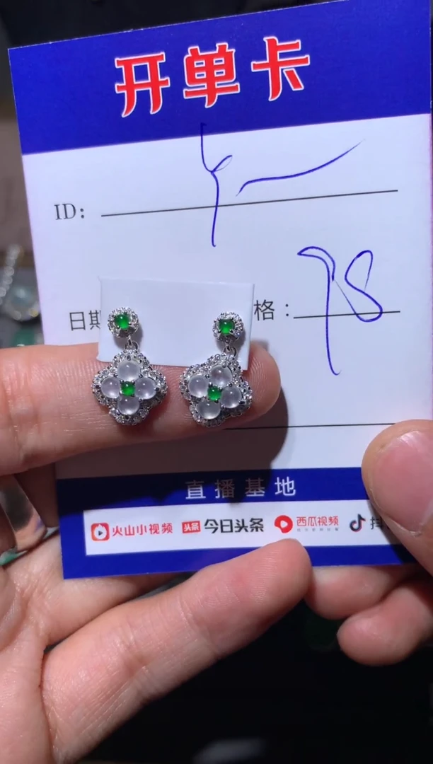 【闪购商品】翡翠耳饰银S925镶嵌定向 Y.m