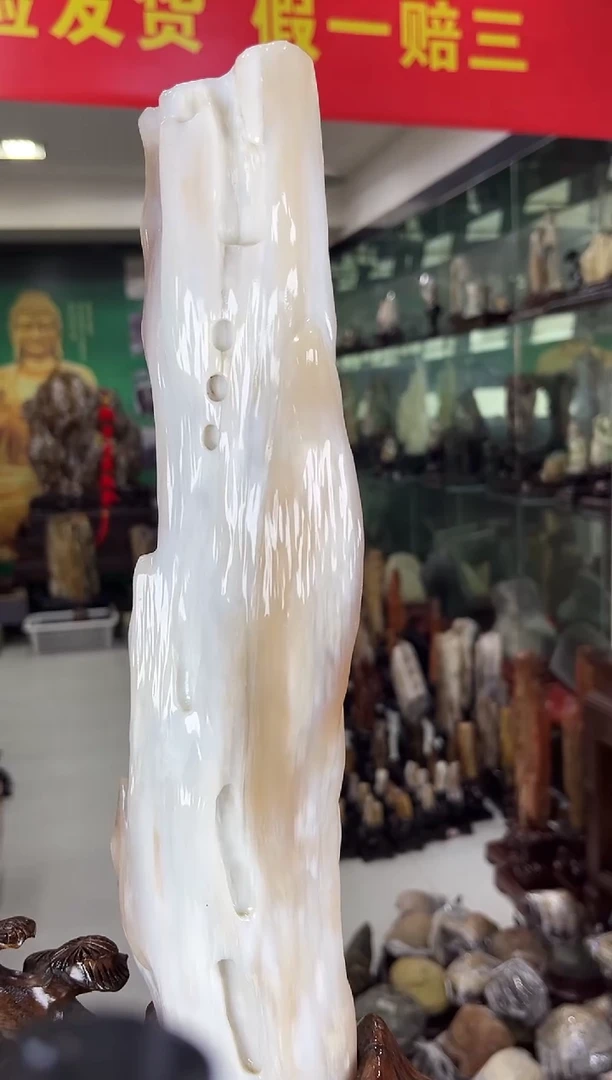 缅甸天然树化玉摆件