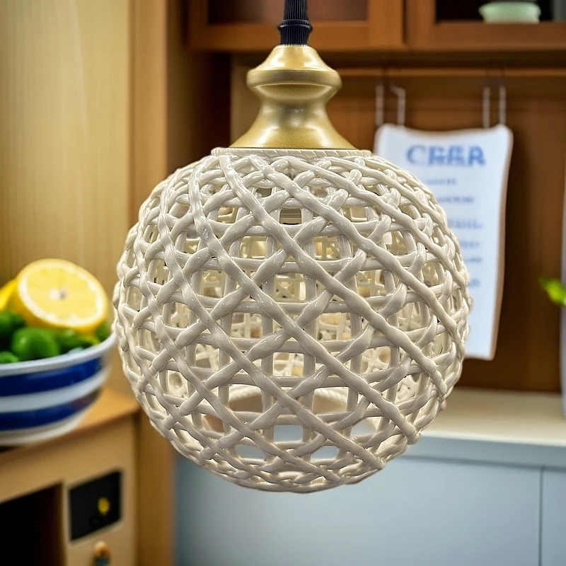 北欧风设计款陶瓷苹果圆吊灯高颜值吊灯【灯泡需自购】