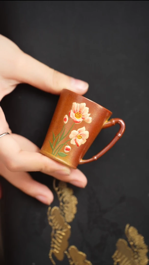 茶壶紫砂高温段泥火云烧把杯竹节