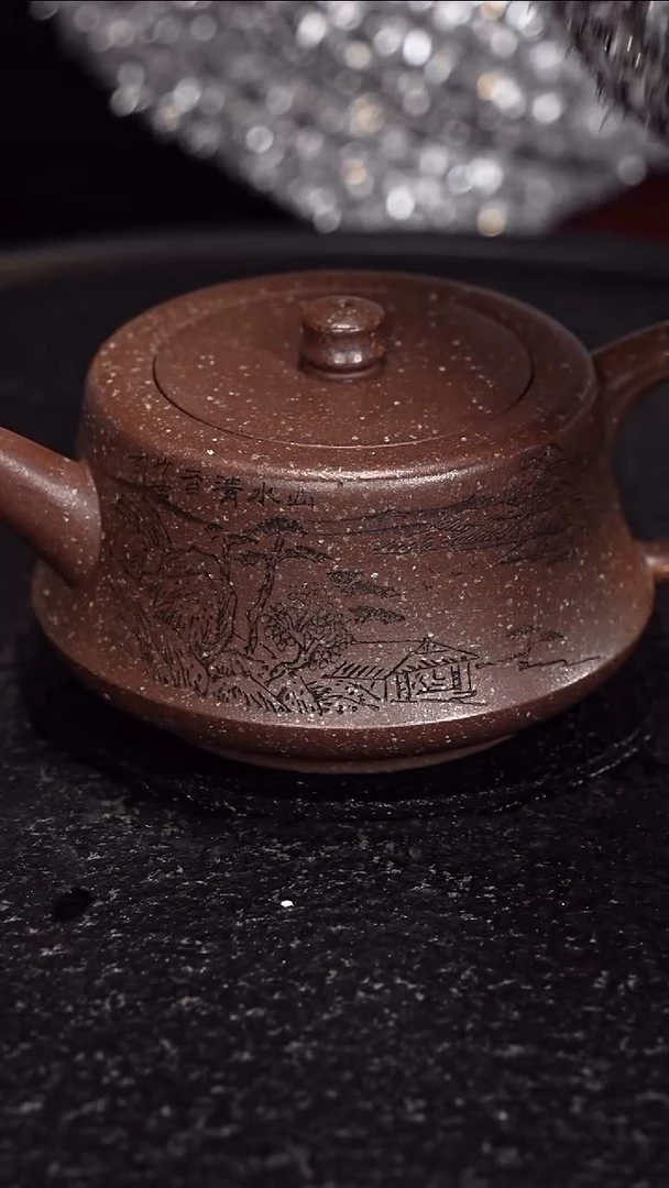 茶壶紫砂张杏娟  柱础143 海星紫泥  320毫升 少云