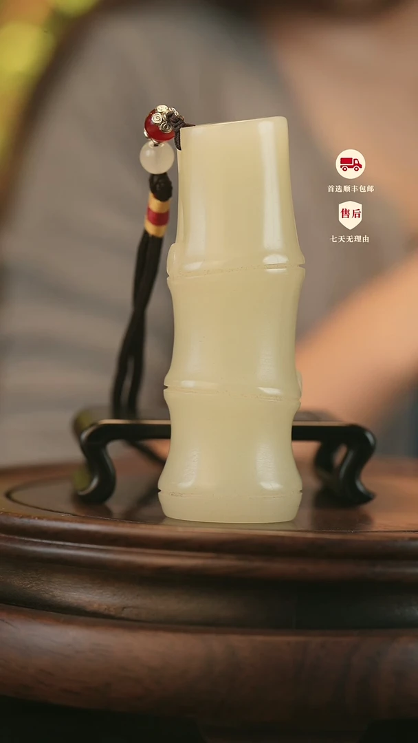 云南石竹叶青雕刻：节节高升手把件摆件挂件