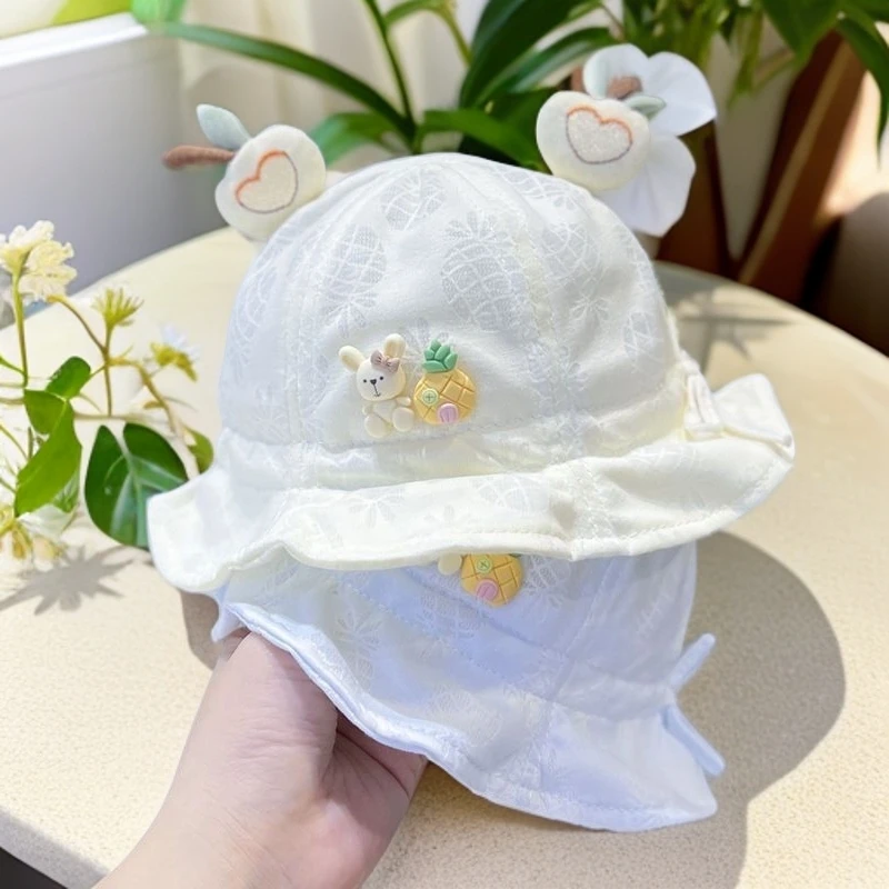 圆顶高顶短檐夏太阳帽婴幼儿春夏女宝渔夫帽卡通风休闲风帽子