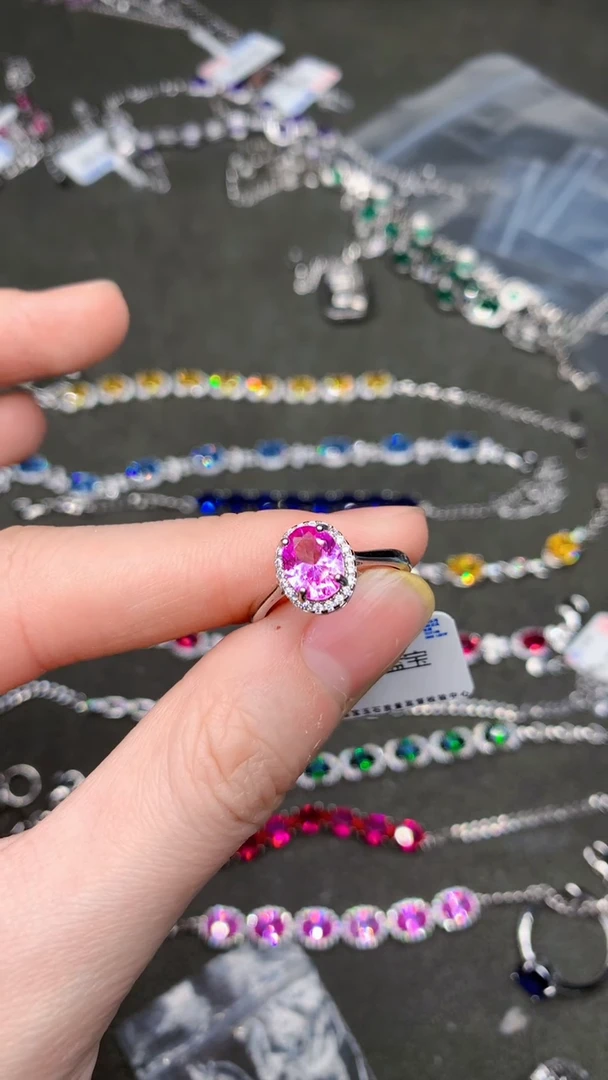 【闪购商品】彩色蓝宝石戒指银S925镶嵌.....