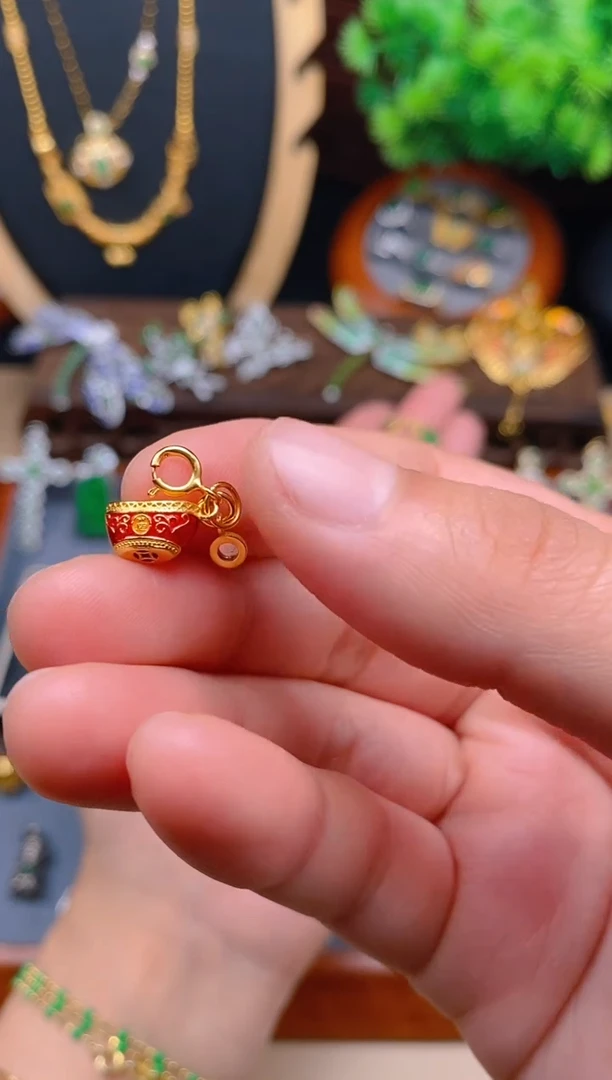 【闪购商品】翡翠吊坠(不含链)银S925镶嵌元宝万能扣