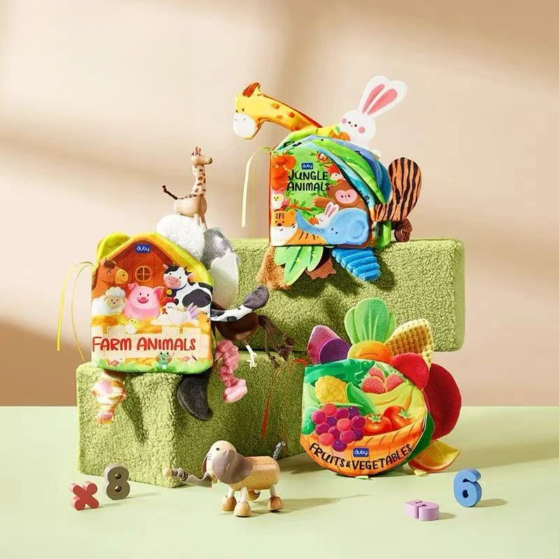 （一本）澳贝大尾巴触摸机关布书 动物植物蔬菜款式不挑系列461612