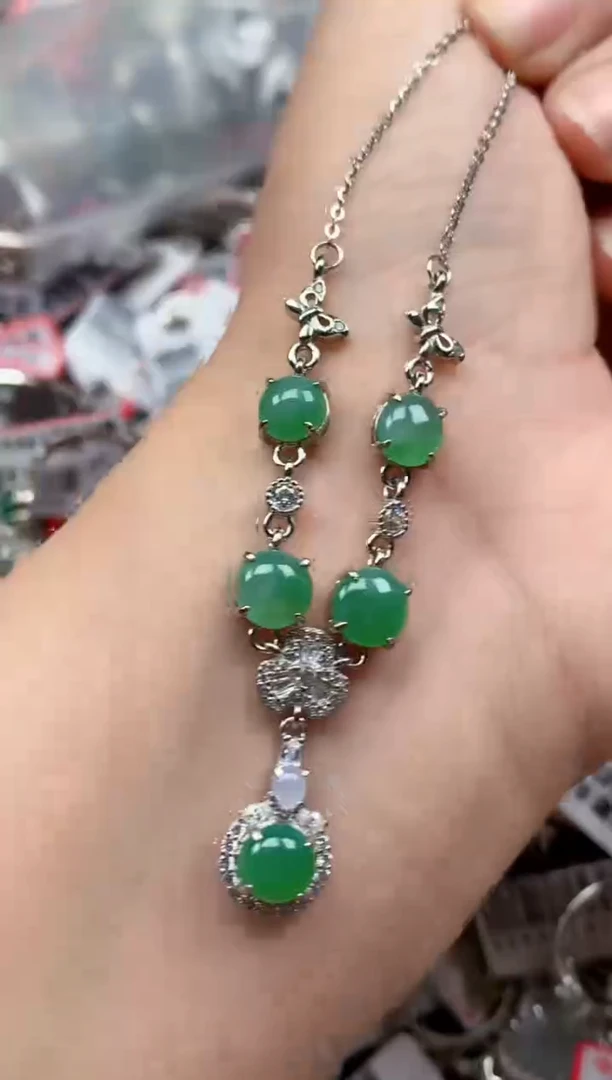 银S925镶嵌戒指翡翠天然A货缅甸翡翠