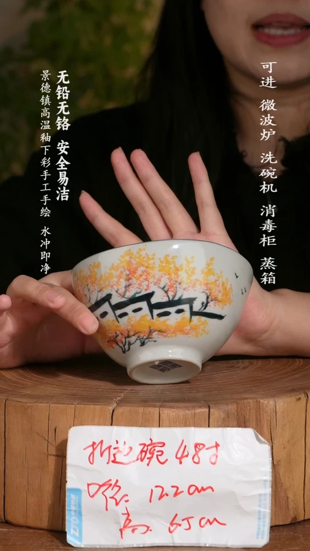 碗陶瓷景德镇高温瓷釉下彩手绘陶瓷