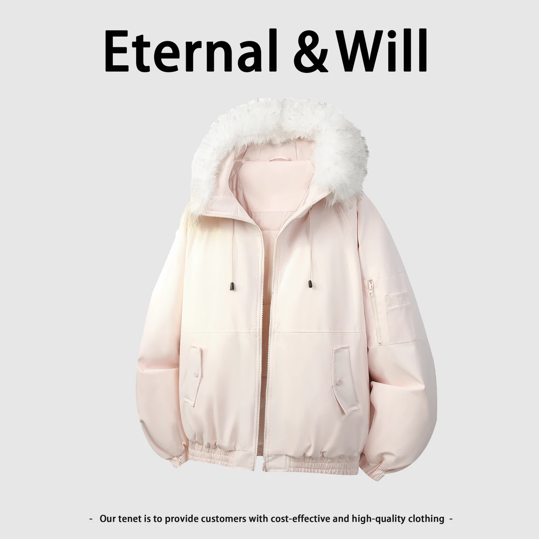 秋冬季连帽大毛领2025新款时尚毛棉服情侣同款防风保暖夹克棉服