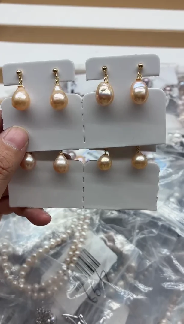 银S925镶嵌耳饰淡水珍珠多样性发其一，非无暇