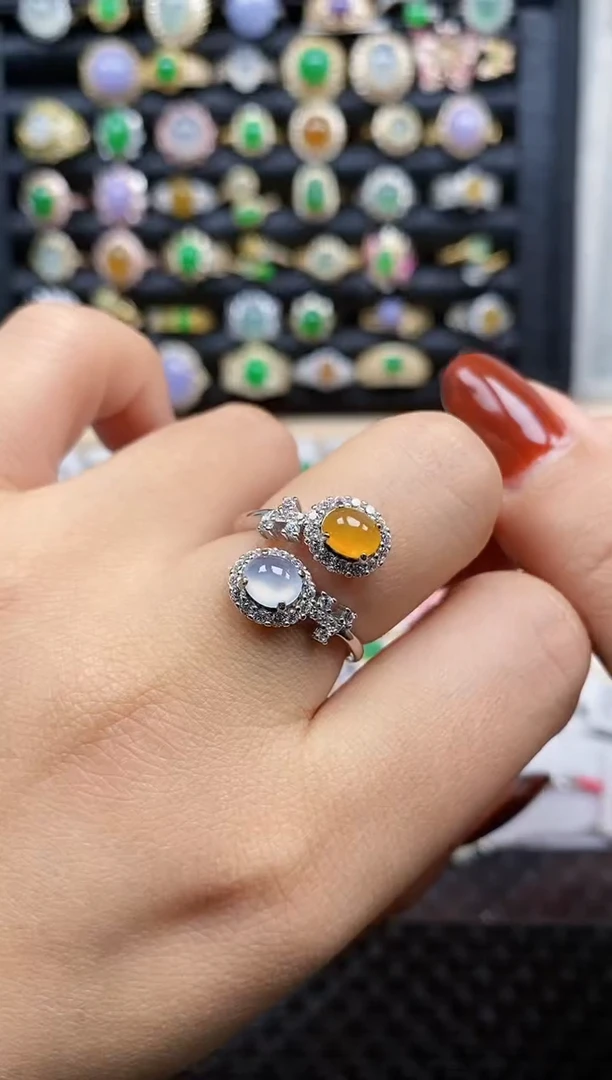 银S925镶嵌戒指翡翠123