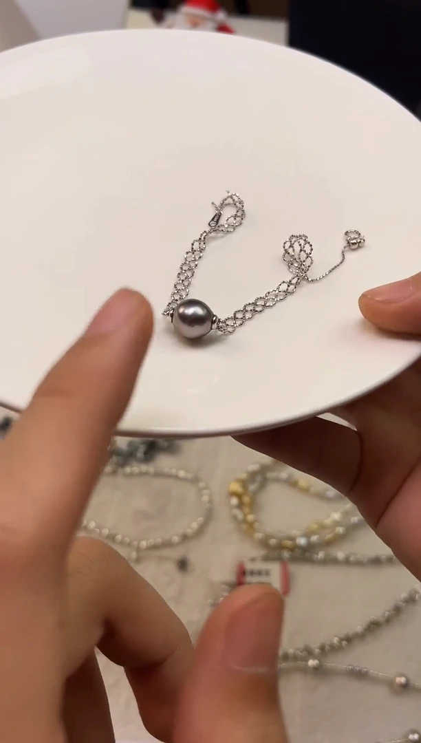 银S925镶嵌手绳海水珍珠珍珠