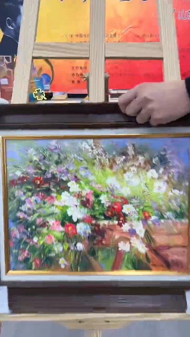 国画油画梁静-30x40-风景-带框