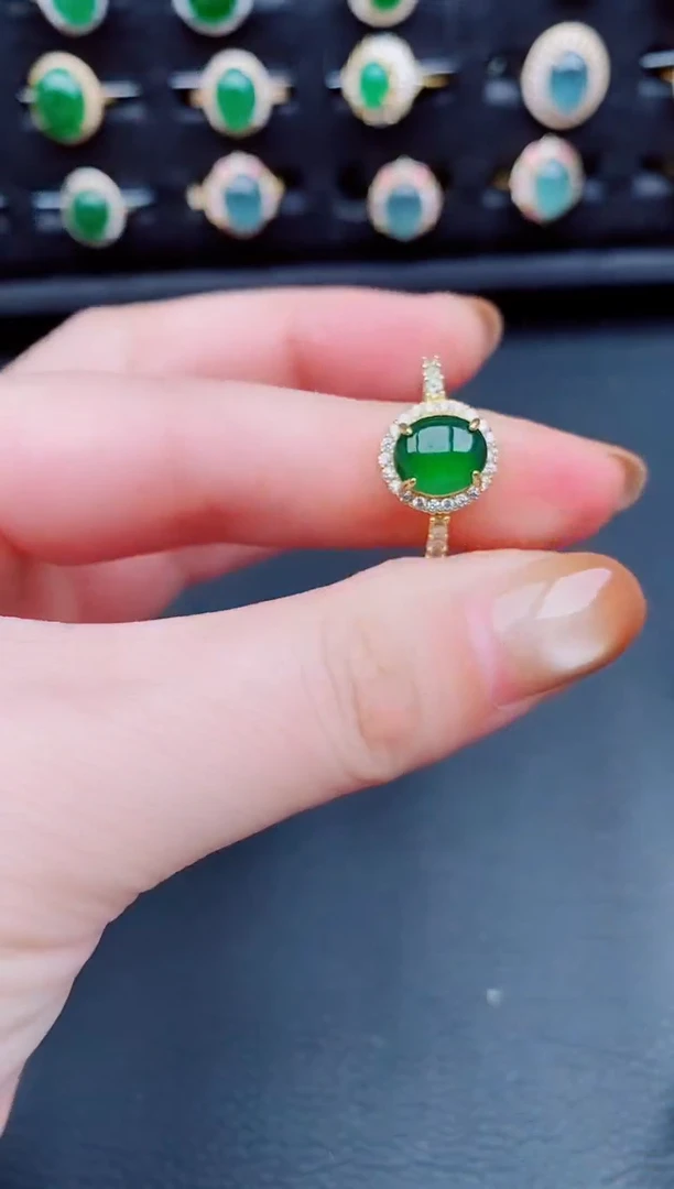 【闪购商品】翡翠戒指银S925镶嵌天然a货翡翠20