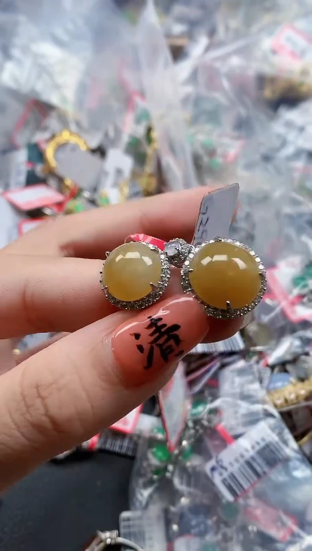 银S925镶嵌戒指翡翠天然A货缅甸翡翠