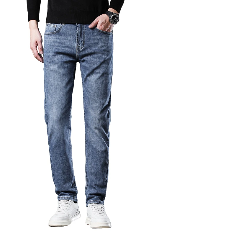 香港直筒牛仔裤男士厚款2025秋冬新款修身百搭弹力休闲长裤男款潮