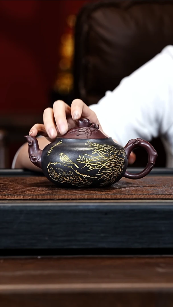 宜兴紫砂WSH 紫泥 寿桃 430cc