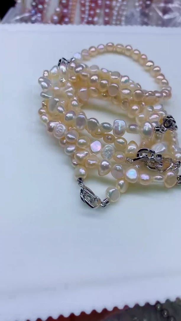 淡水珍珠手链合金多样性发其一，非无暇