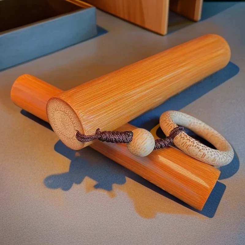 实心玉竹包浆手把件解压小众文玩红皮文竹可玉化黄皮料文竹盘玩