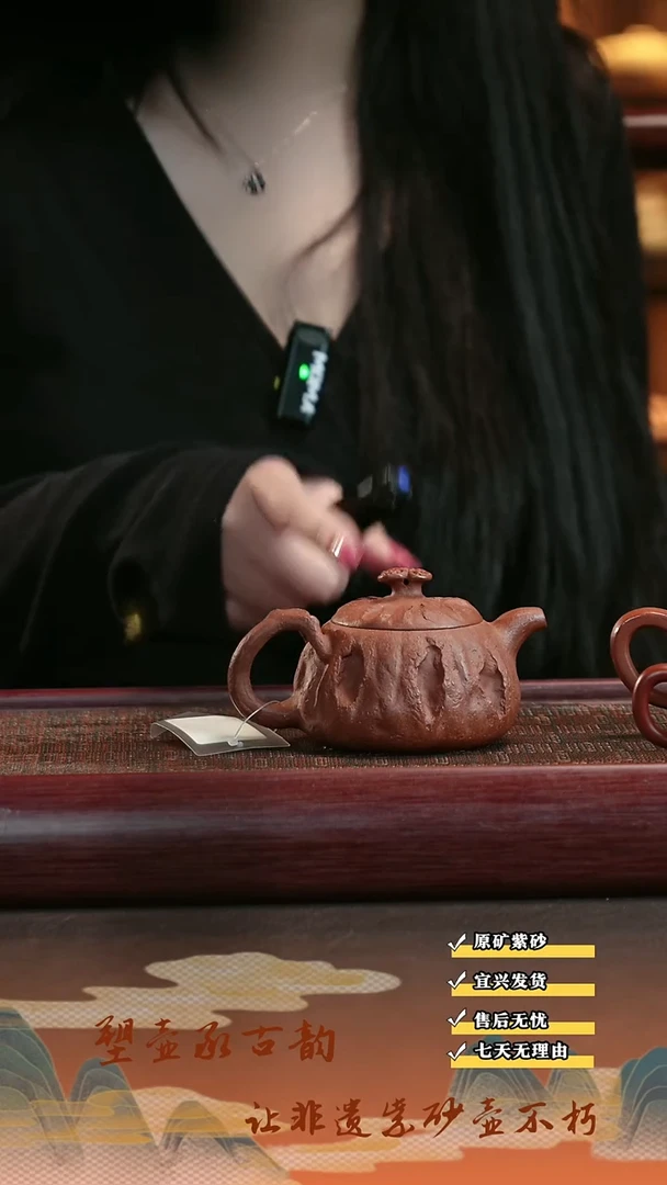 茶壶紫砂宜兴原矿紫砂 灵芝供春 红降坡