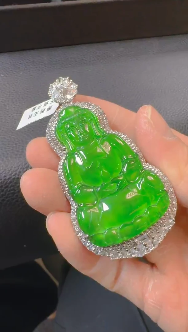 吊坠(赠链)银S925镶嵌翡翠天然A货翡翠