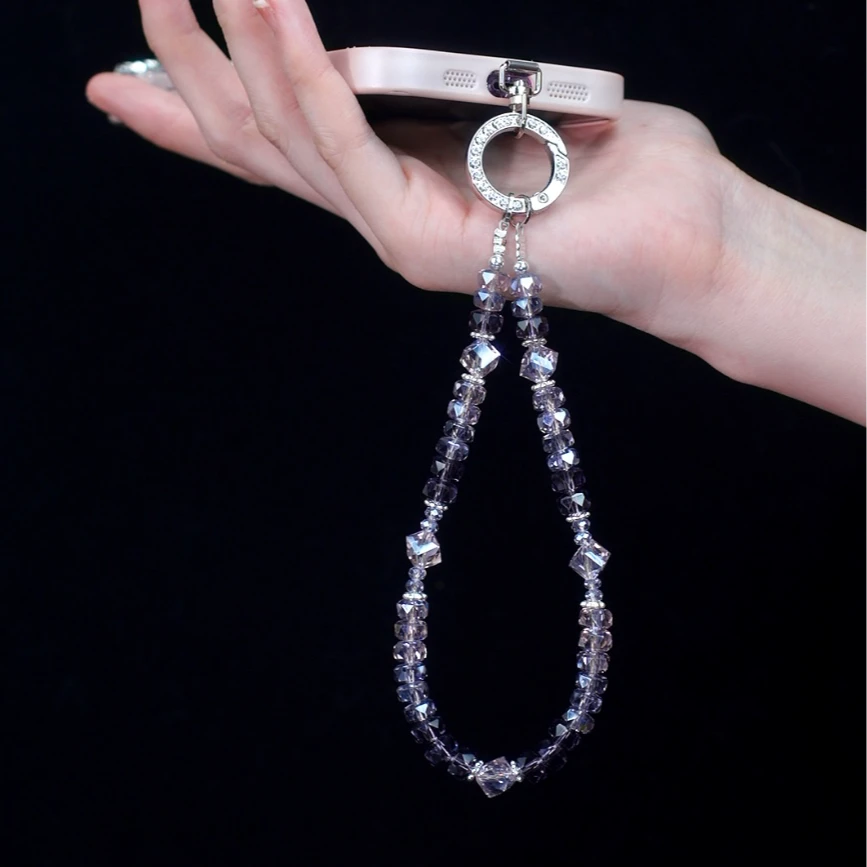 XX248【云霞】手机链挂饰奢华高级感水晶珠子手链条挂绳带夹