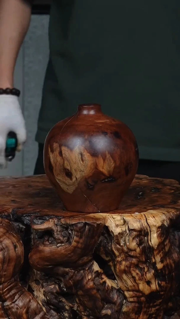 枣木百年鸡心枣木石榴瓶