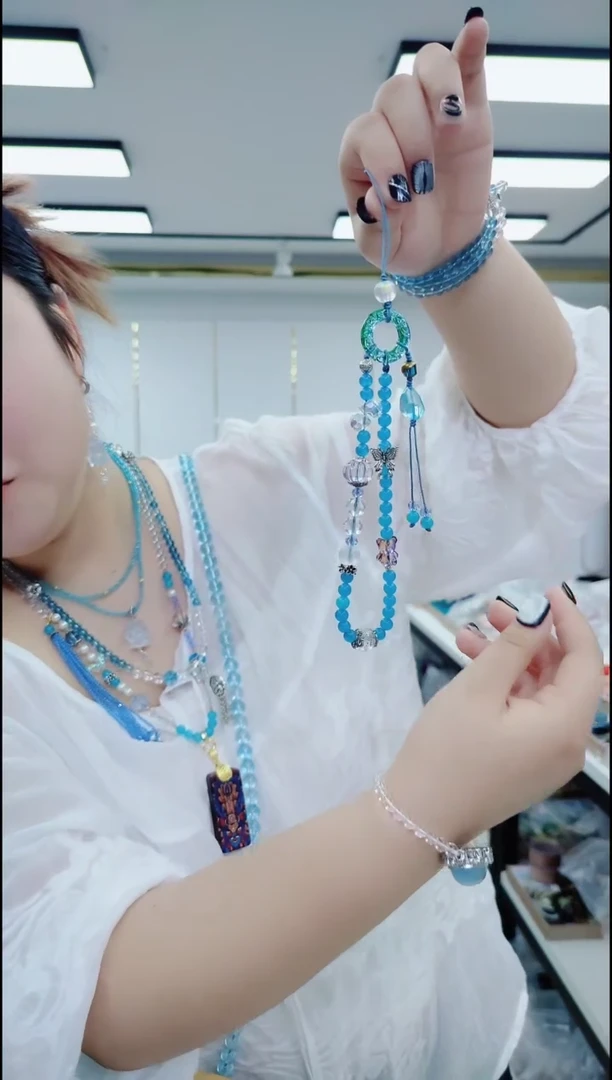 合金颈饰天河石2009蓝色手机链