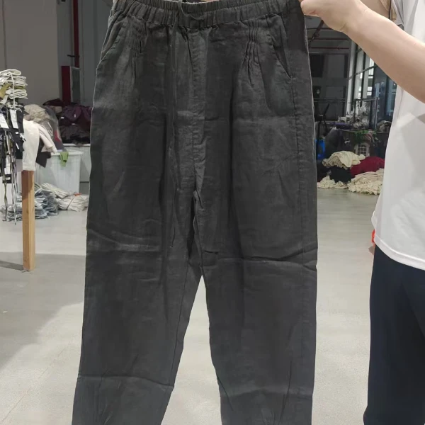 【欧诗莲】##女式宽松休闲舒适100%亚麻九分裤25056