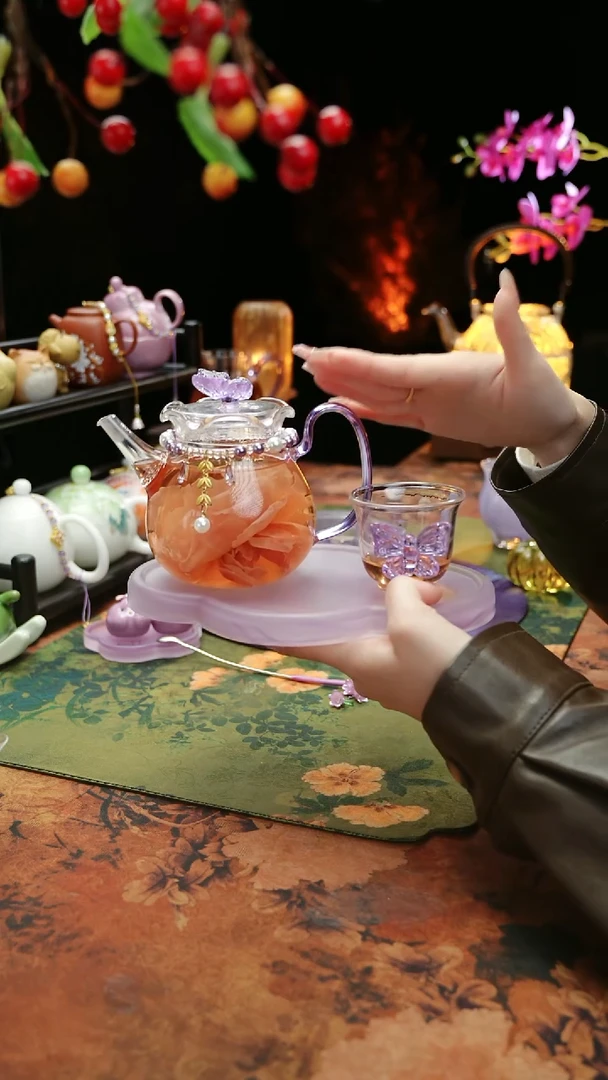 【闪购商品】紫色壶承+茶壶+链子+杯子