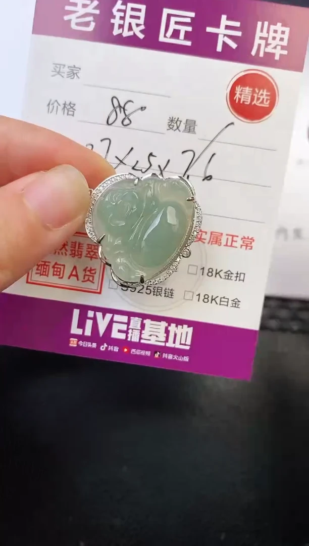 翡翠银S925镶嵌颈饰吊坠