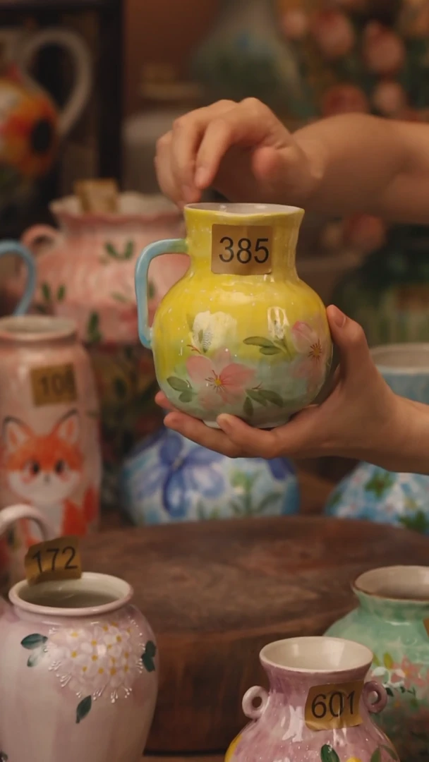 陶瓷385景德镇设计师手作花器摆件侘寂风