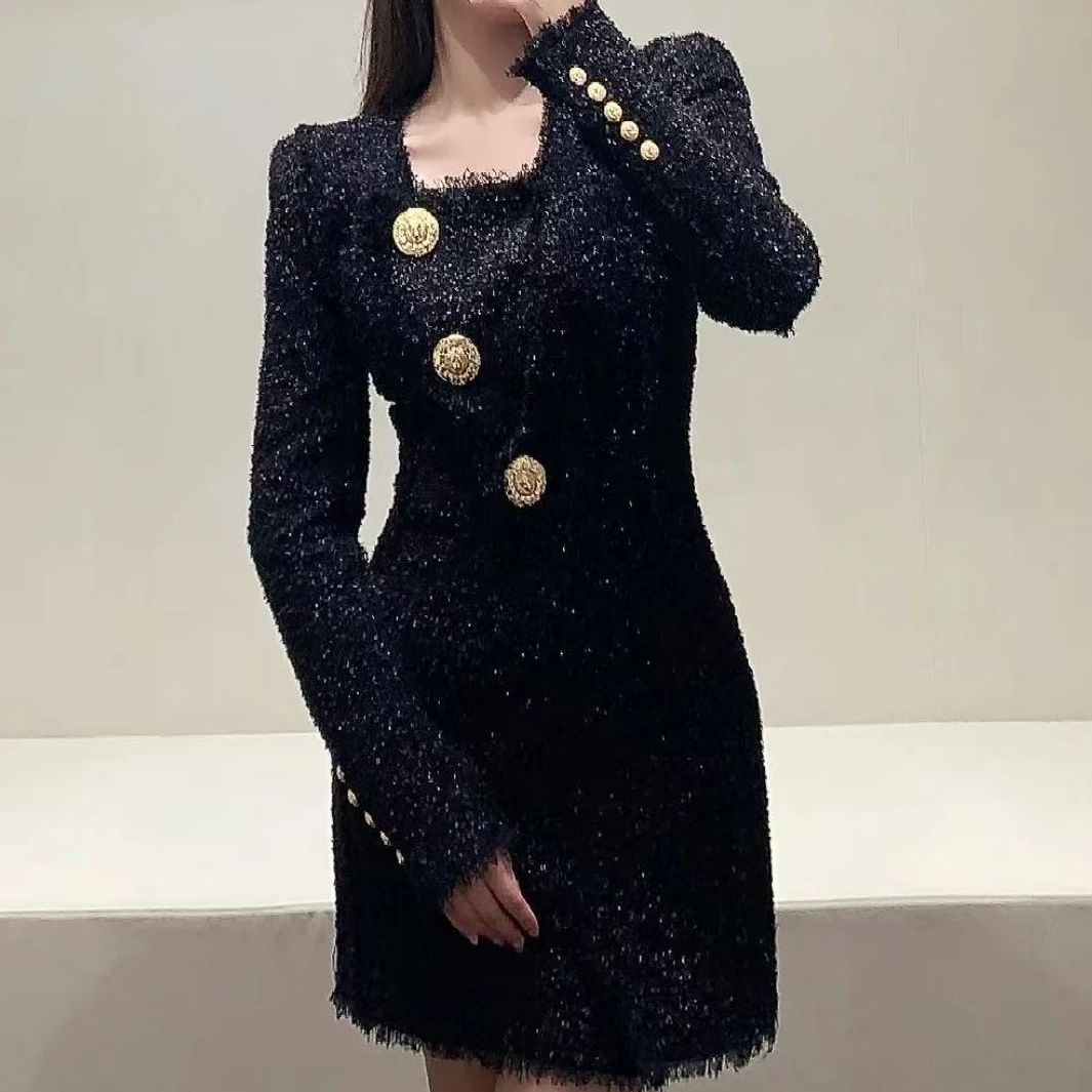 全新未使用 BALMAIN/巴尔曼 长袖拉链连衣裙/EU-34