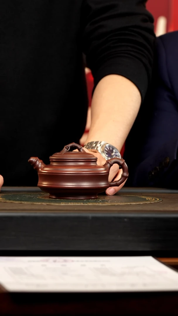 【闪购商品】紫砂茶壶LJ 龙山乌泥 双线竹鼓