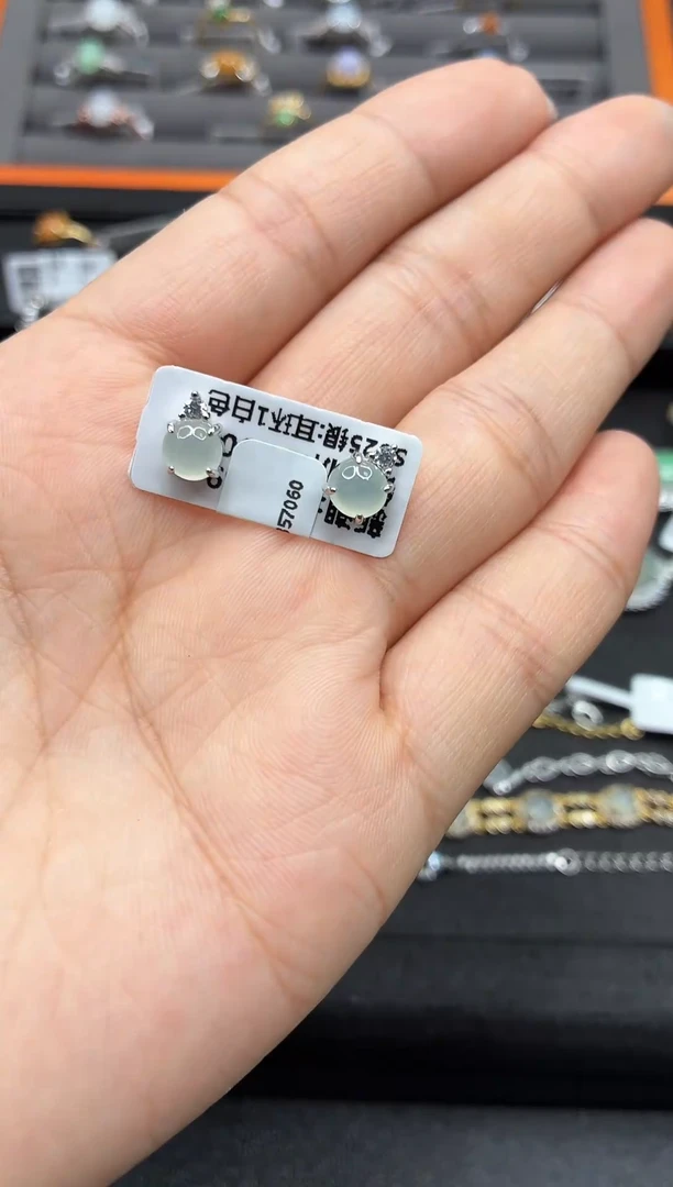 银S925镶嵌翡翠耳饰111111111