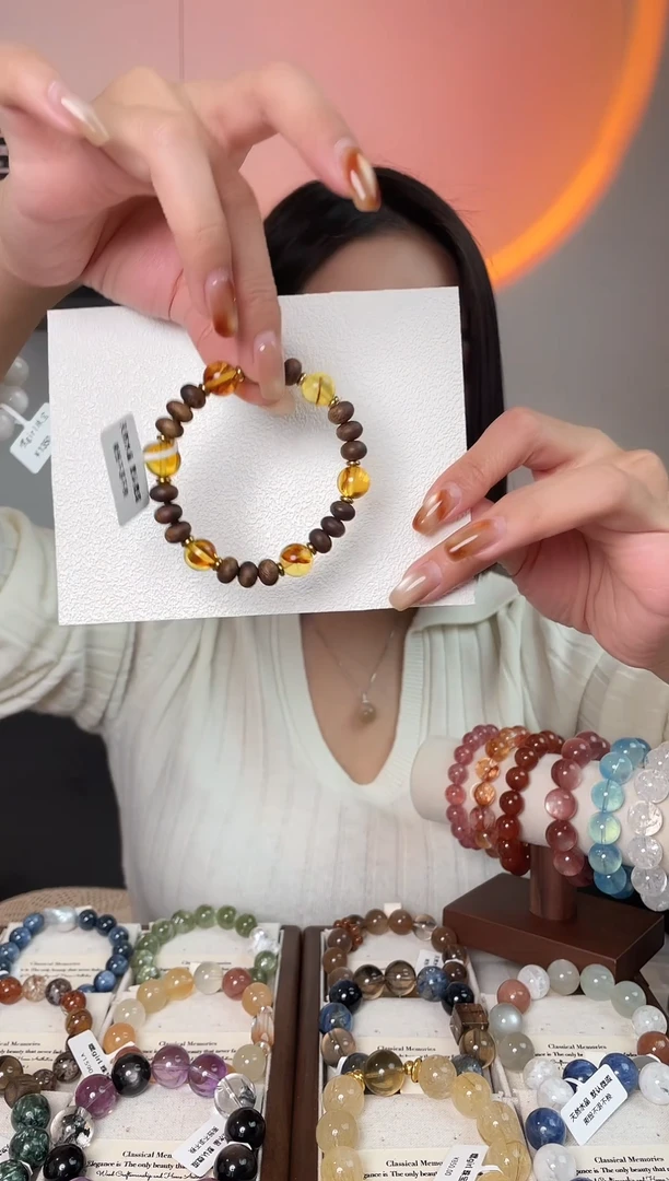 未镶嵌手链水晶沉香花珀手串