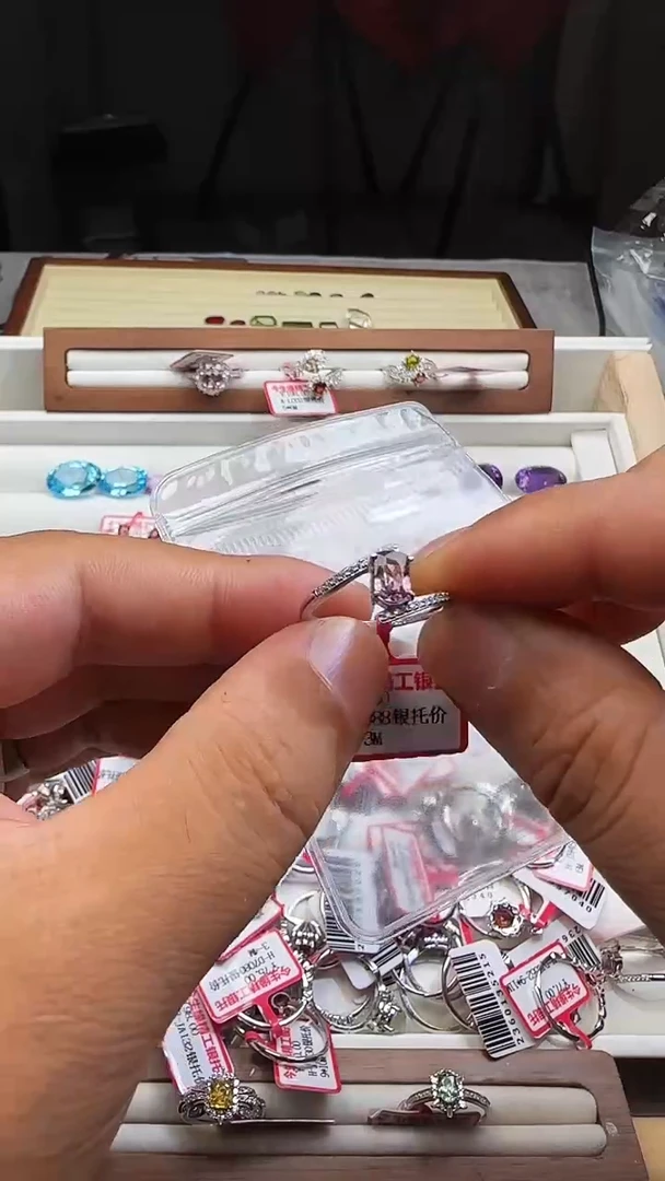 银S925镶嵌戒指尖晶石1克拉 天然抹谷宝石女士戒子 多样性发货 08