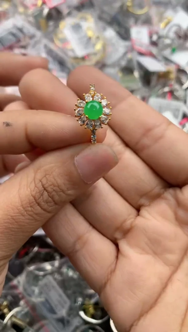 银S925镶嵌戒指翡翠3333----8