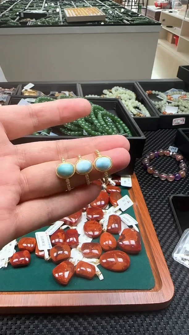 针钠钙石（海纹石）银S925镶嵌戒指一个多样性发