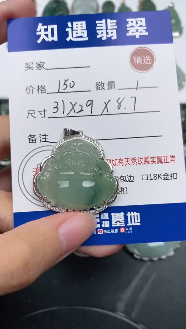 颈饰银S925镶嵌翡翠挂件