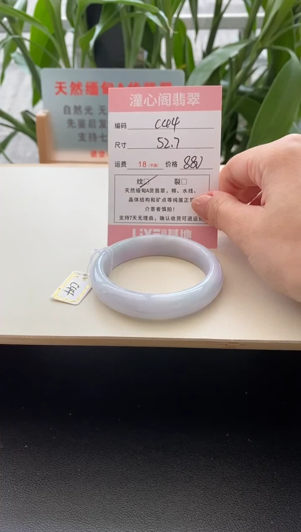 未镶嵌手镯翡翠圈口52.8编码c44