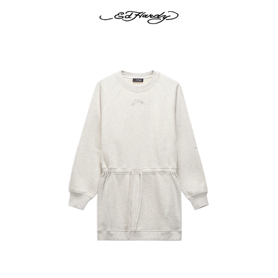 Ed Hardy埃德哈迪春季新款时尚轻奢感圆领烫钻连衣裙E1RAW364