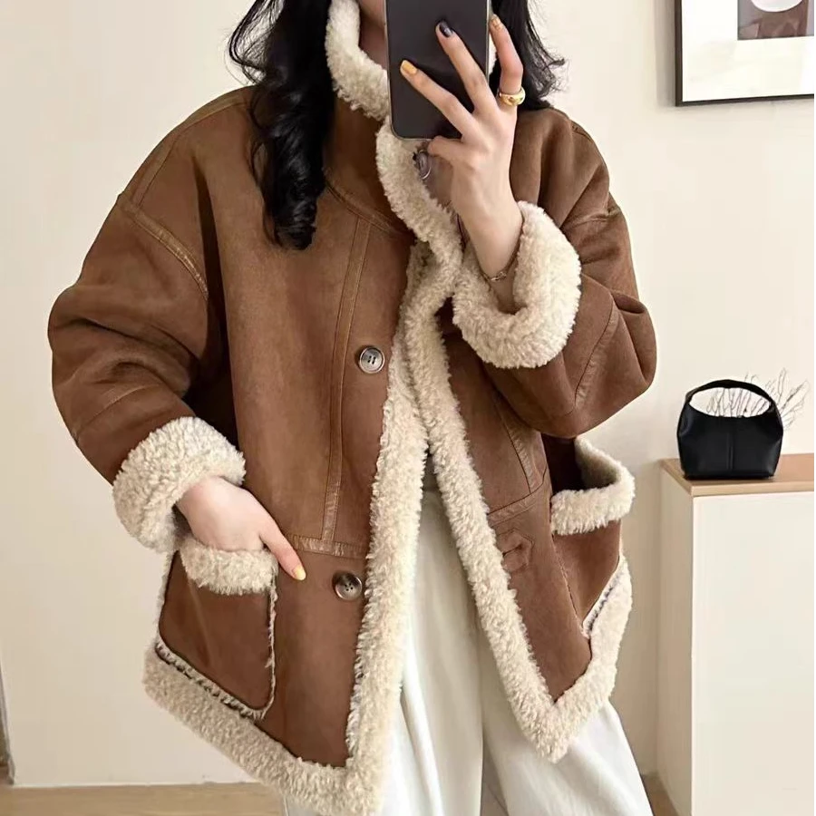 3979冬季新款宽松显瘦毛毛外套女机车服上衣潮