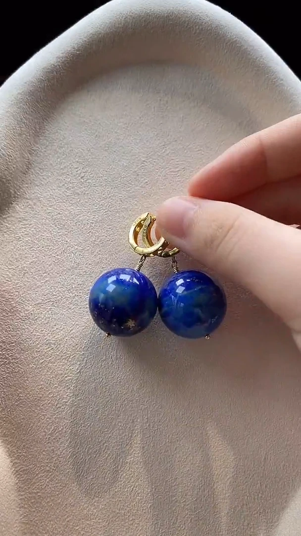 银S925镶嵌青金石耳饰耳环