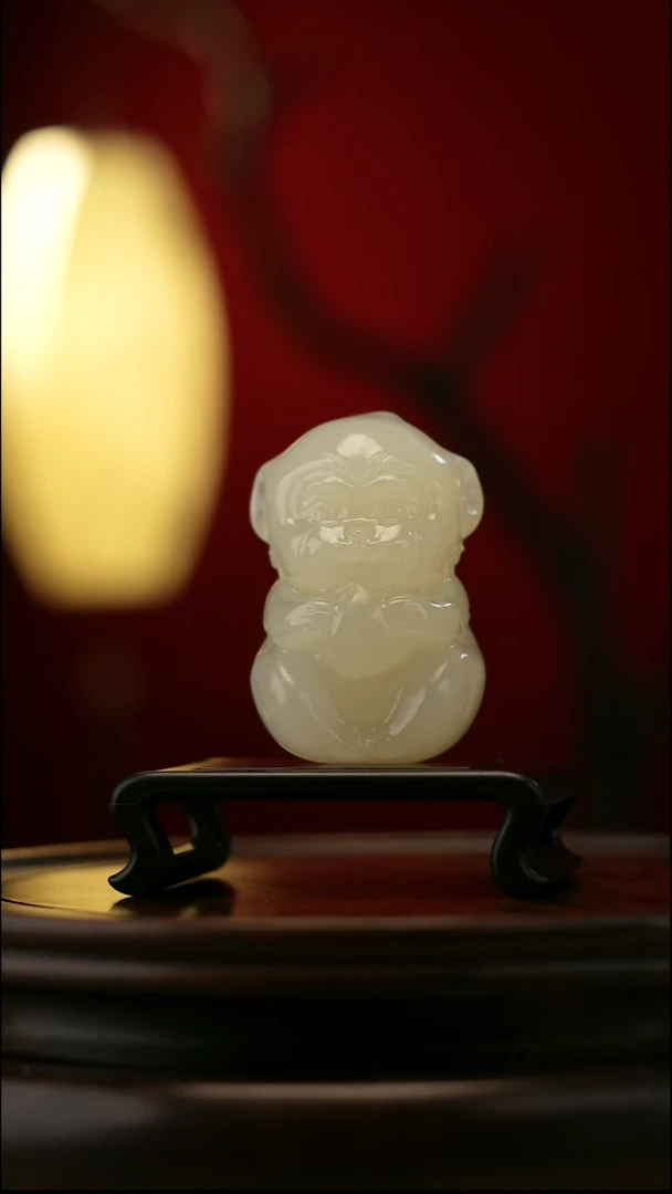 玉【灵猴献瑞】天然玉石手把件