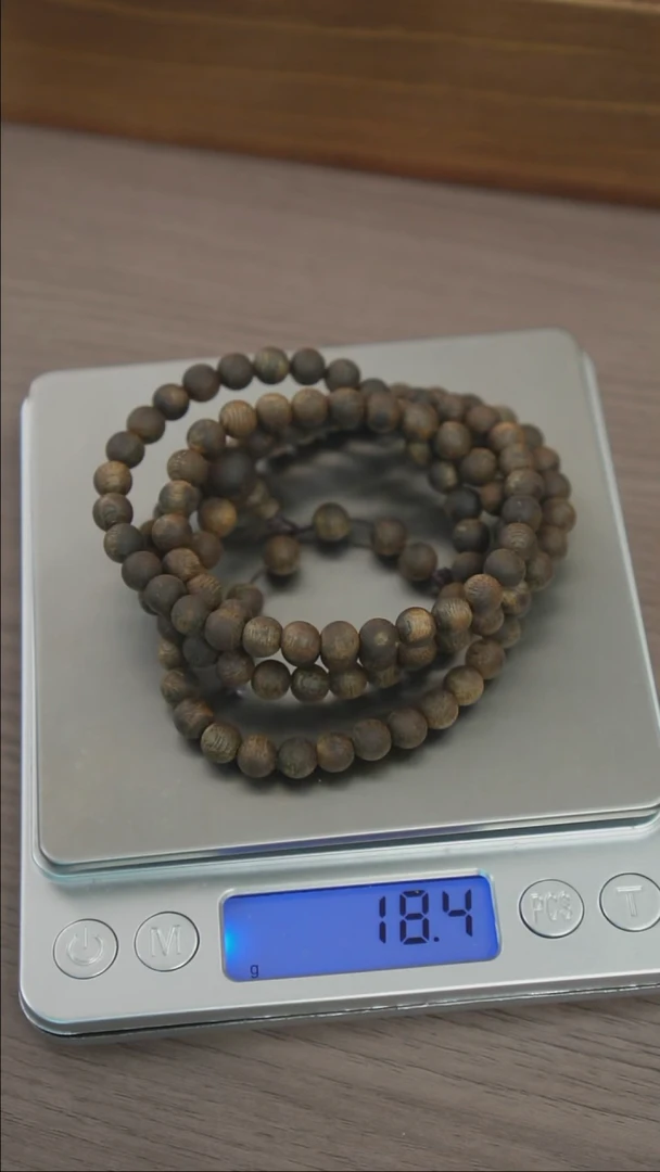 沉香手串洋**意海南尖峰岭莺歌绿奇楠卡6.5圆珠多圈手串99沉